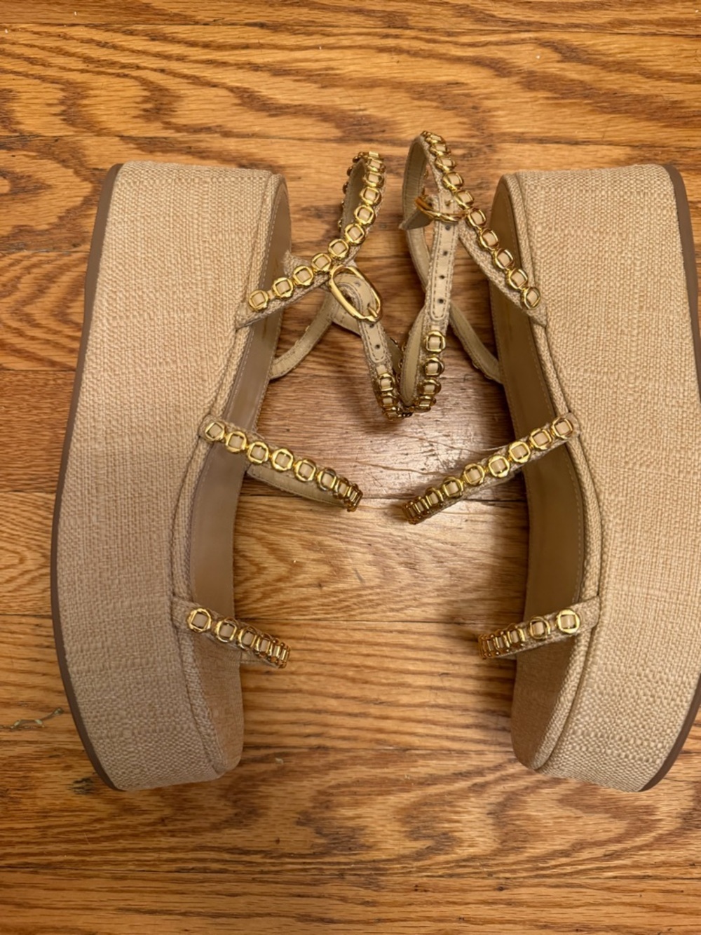 Larroudé “Gio Milanina” Platform Sandals — New in Box — Size 7.5 — Beige Raffia - Picture 4 of 10